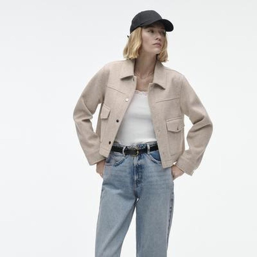 Zara Light Beige Utility Jacket